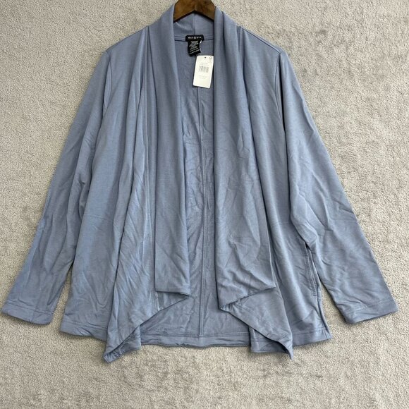 NEW Max & Mia Women's XL Blue Open Front Cardigan Side Pocket - Picture 2 of 9